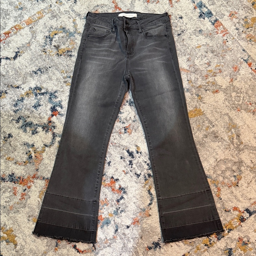 Hidden Jeans Women's Grey Flared Crop Raw Hem 28